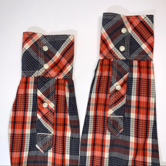 TRUE RELIGION Plaid Pearl Snap Medium Red Blue - Picture 5 of 7